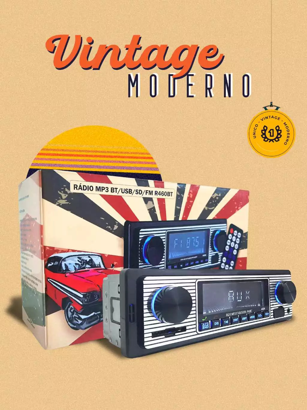 Rádio Automotivo Vintage Retro Carro Fusca Bluetooth Fm Usb Carros Antigos